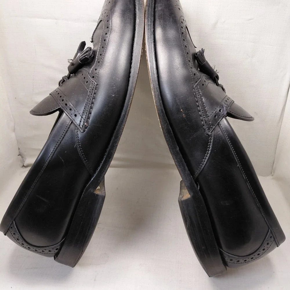 Allen Edmonds Chambray Mens‎ 11 B Black Leather Tassel Wingtip Loafers 6204